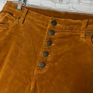 Rust Orange Corduroy Button-Up Skinny Jean